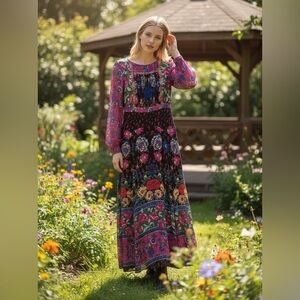 Moulinette Soeurs Vibrant Floral Long Sleeve Dress